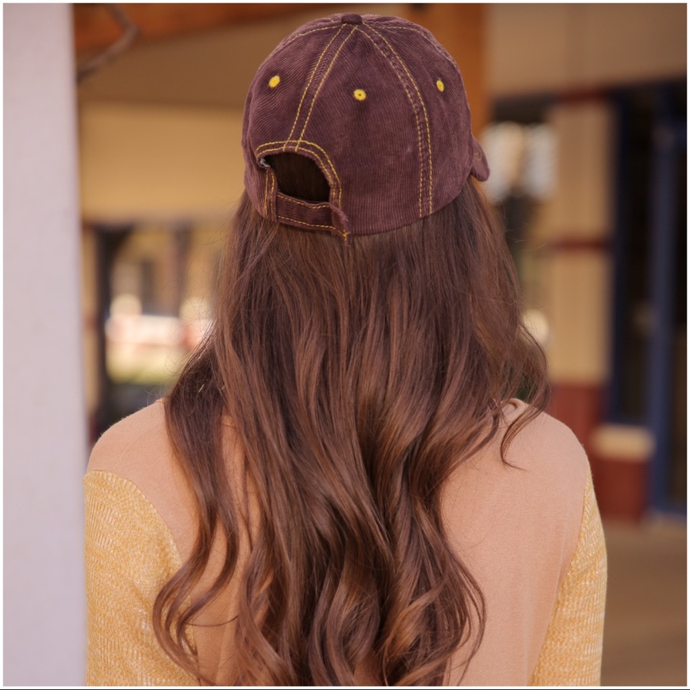 ✨LAST ONE✨Corduroy distressed baseball cap/brown - Picture 4 of 4